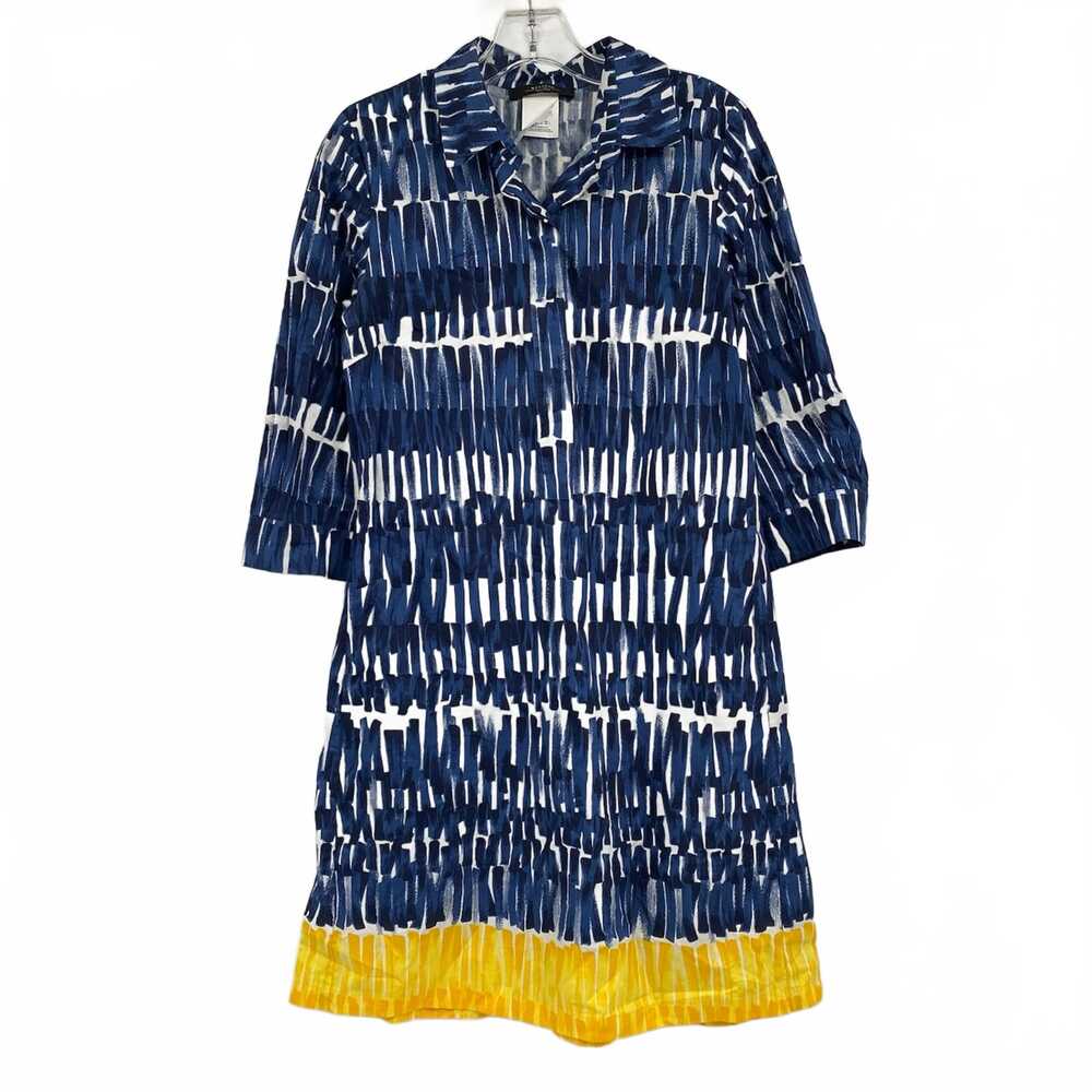 MaxMara Blue Yellow Brushstroke Print Mini Dress Shirt | Womens 4